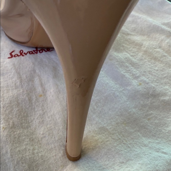 Salvatore Ferragamo Nude Patent Leather Heels size 37.5B - Picture 8 of 10